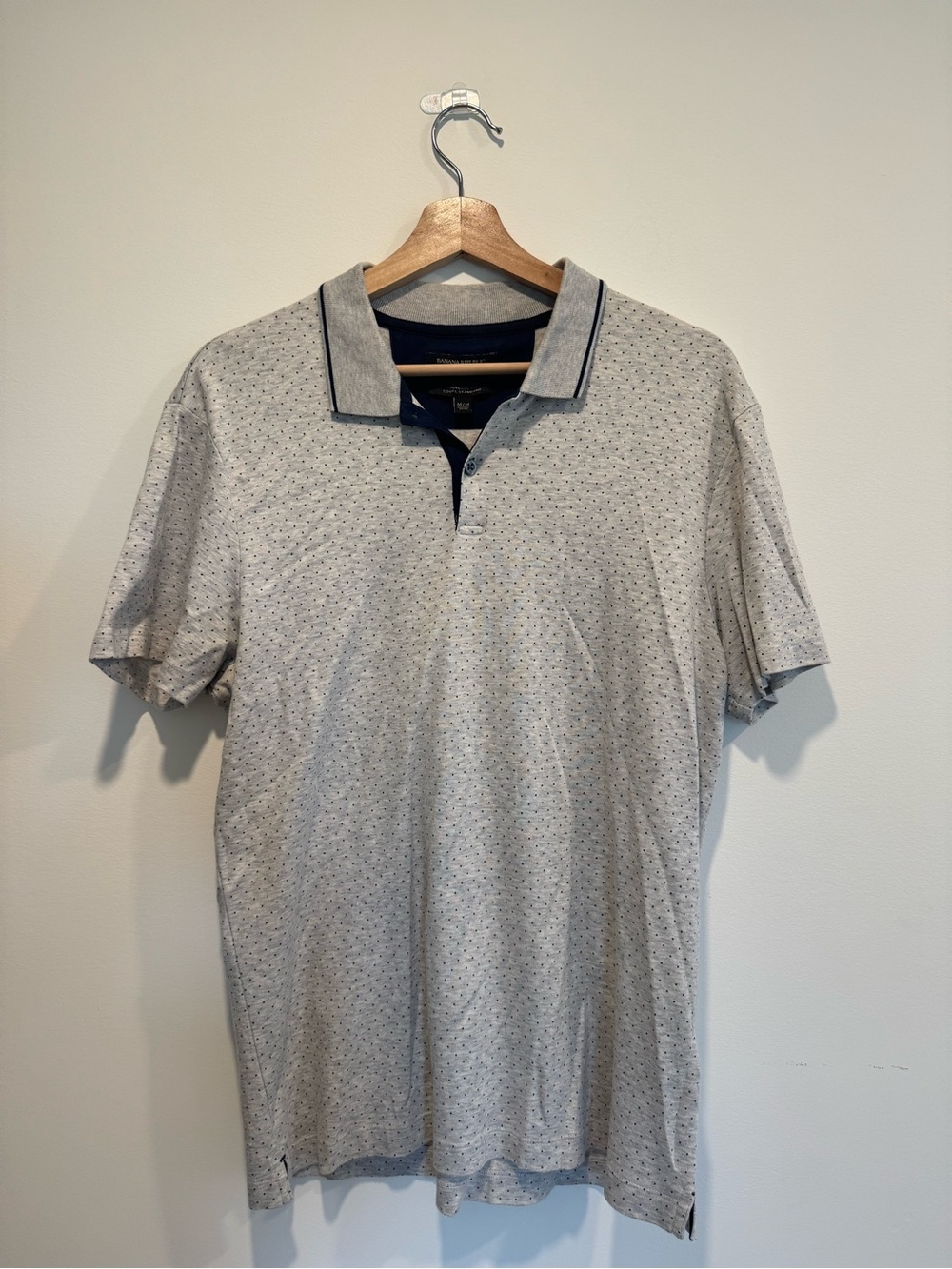 Men's Grey/Beige Patterned Polo Shirt